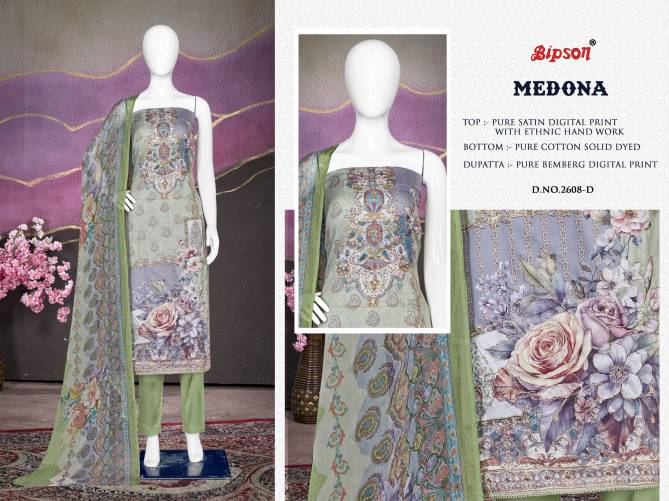 Medona 2608 By Bipson Pure Satin Digital Printed Dress Material Wholesale Suppliers In Mumbai